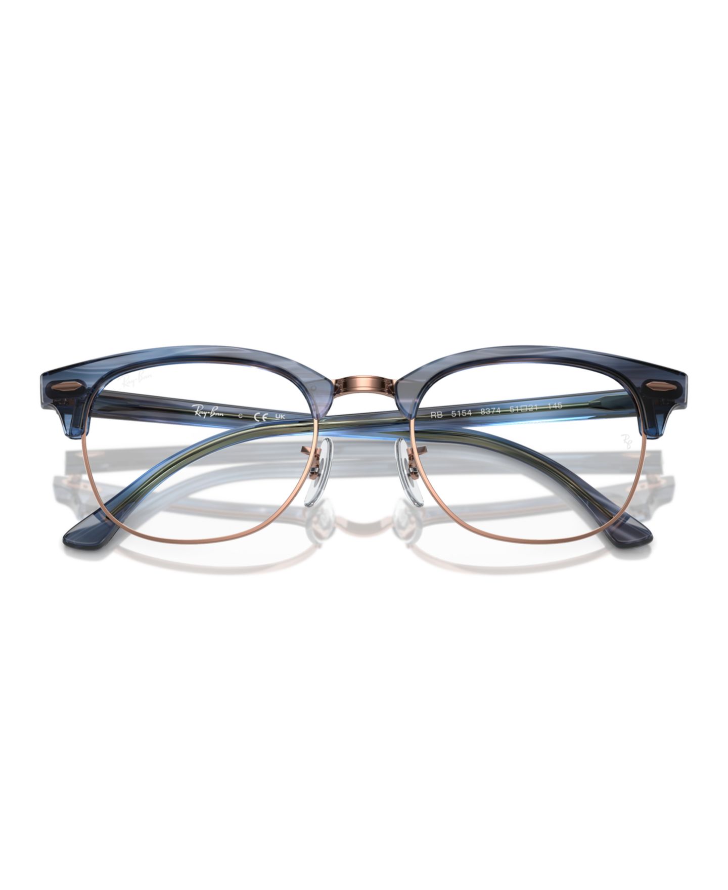 Очки Ray-Ban Square Unisex Clubmaster Optics Eyeglasses, RB5154, цвет: Полосатый синий — фото 5