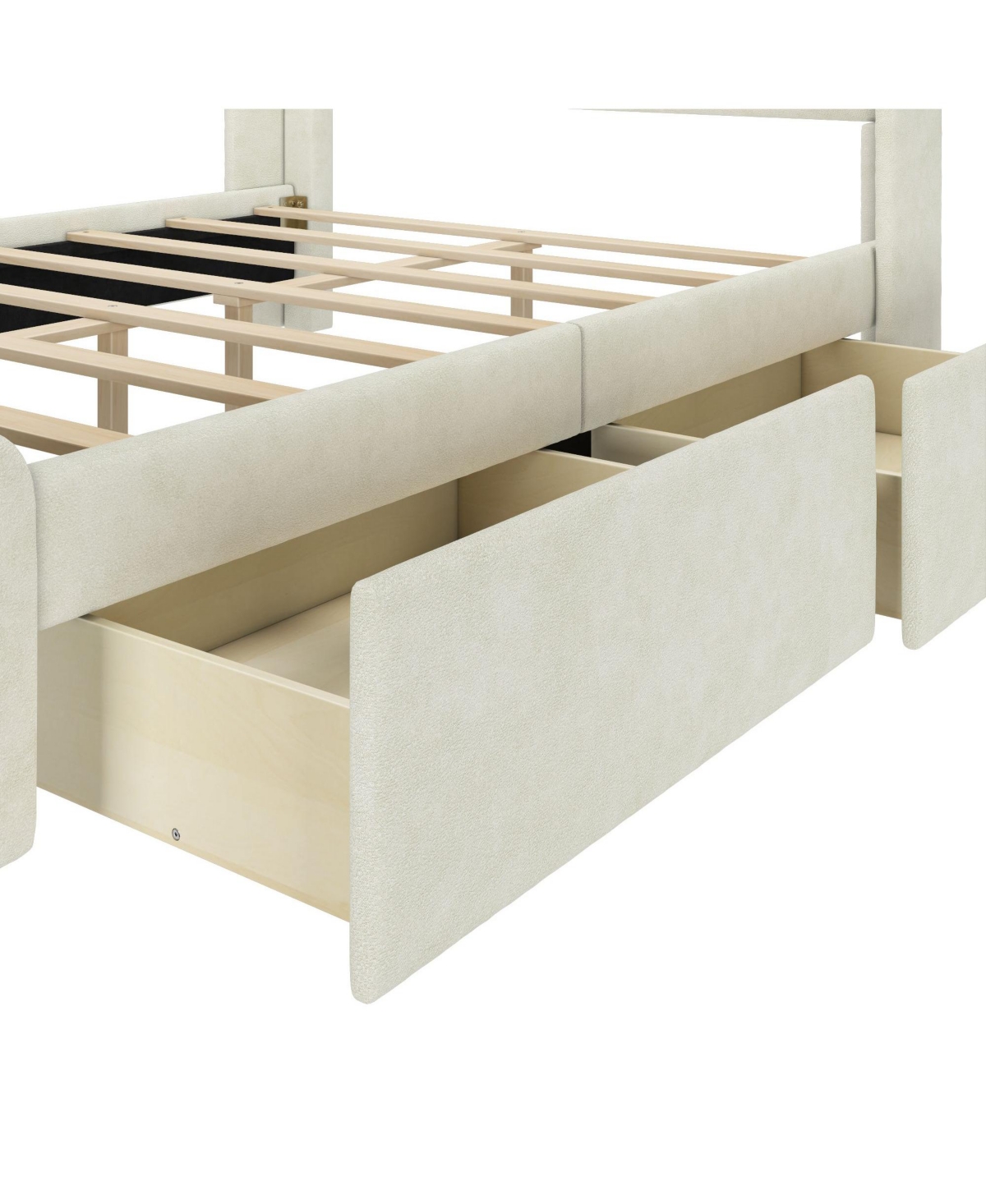 Max & Lily Full Upholstered Rectangular Headboard Platform Bed Frame with 2 Drawer Side Storage