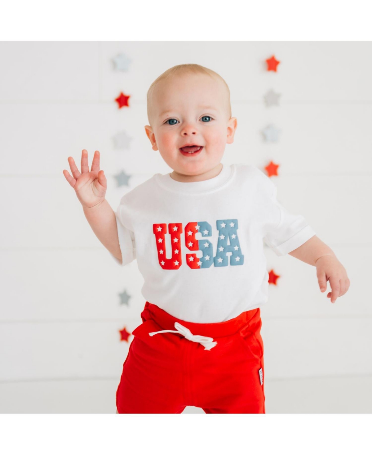 Sweet Wink Baby Boys Usa Puff Ink Short Sleeve Romper
