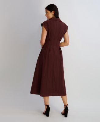 chocolate brown work dress Womens Friends Like These Chocolate Brown Side Buckle Utility Shirt Dress US 16