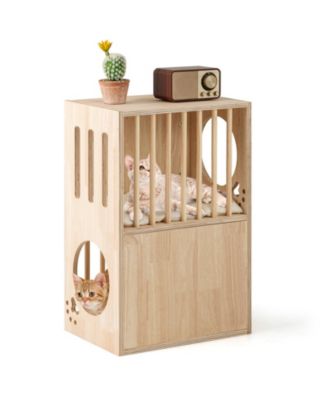 Cat Condo 2-Tier Wooden Indoor with Removable Cushions