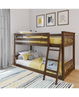 Bunk Bed for Kids, Solid Wood Low Bunk Beds with Ladder