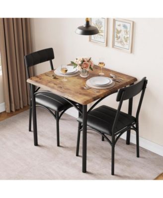 3-Piece 2-Person Modern Square Dining Table Set