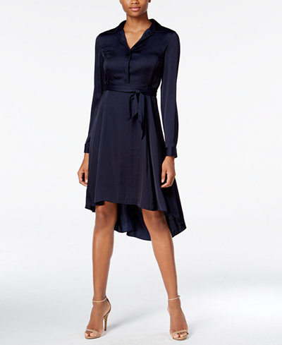 Armani Exchange Collared Fit & Flare Dress