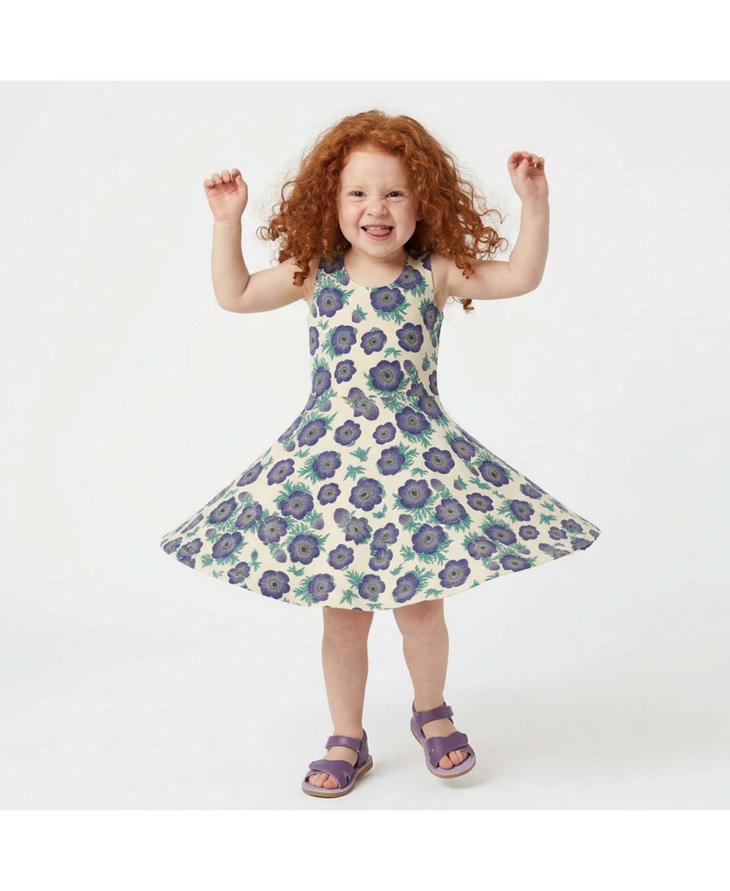 Платье Mightly Fair Trade Organic Cotton Print Sleeveless Twirl Dress для девочек-малышей, цвет: Фиолетовый маковый — фото 2