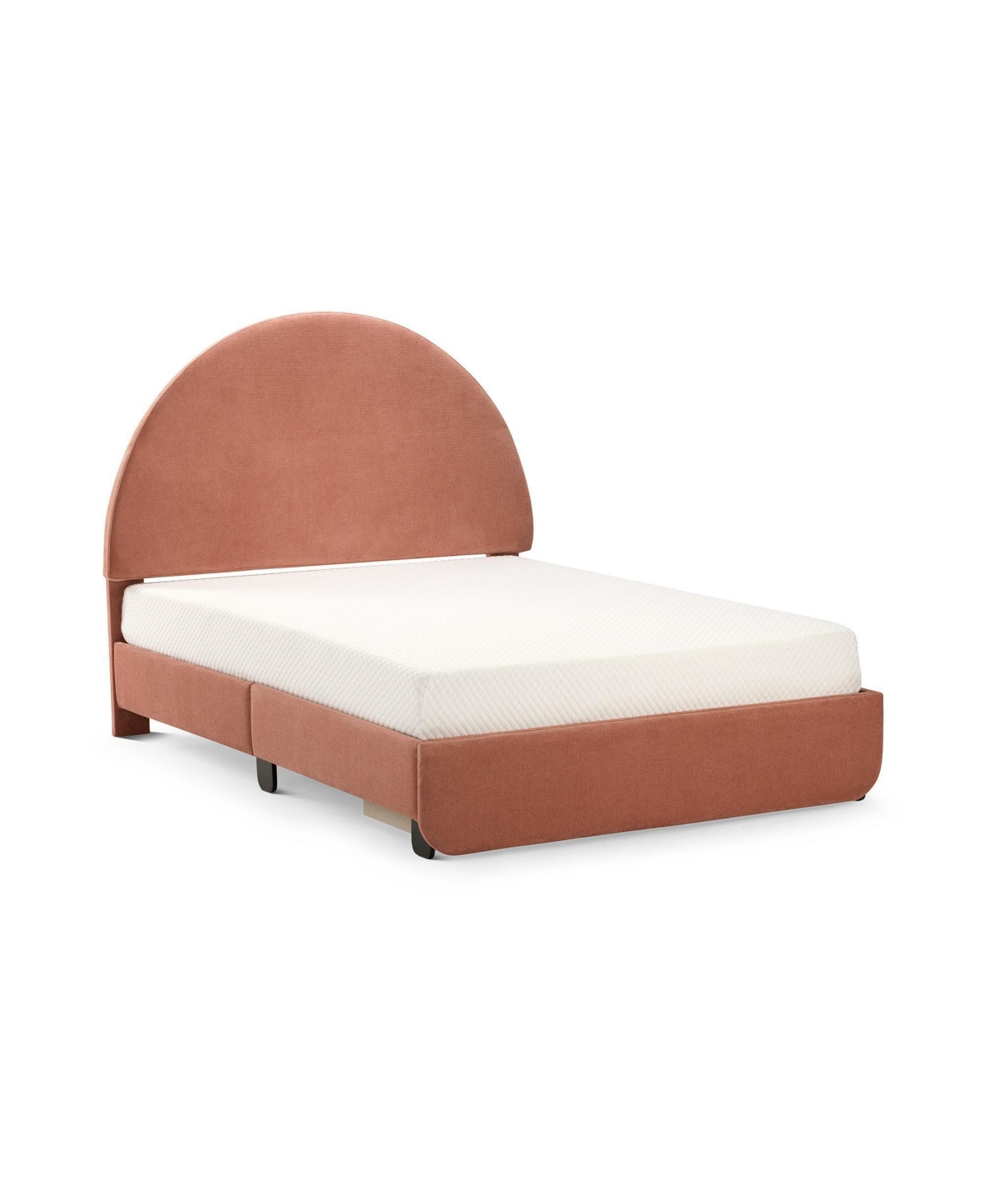 Max & Lily Upholstered Bed with Arch Headboard (Full), 1 Drawer End Storage