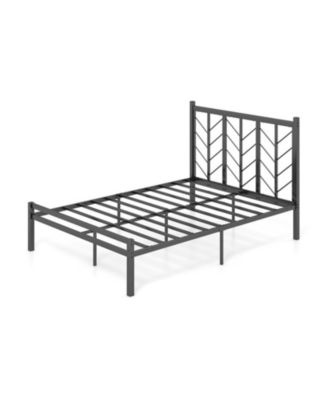 Metal Platform Bed with Decorative Branch Headboard