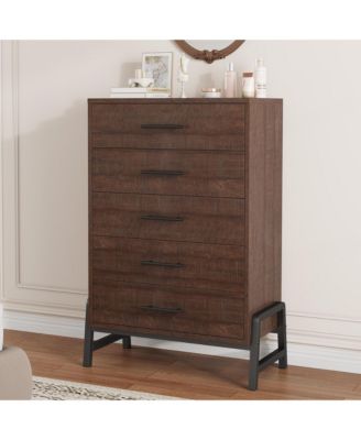 5 Dresser for Bedroom, 50.5 in Tall Drawer with Large Storage Space, Freestanding Wooden Closet Storage Dresser Chest