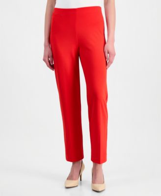 Women's Stretch Crepe Pull-On Hollywood Waist Straight Ankle Pants, Regular & Petite