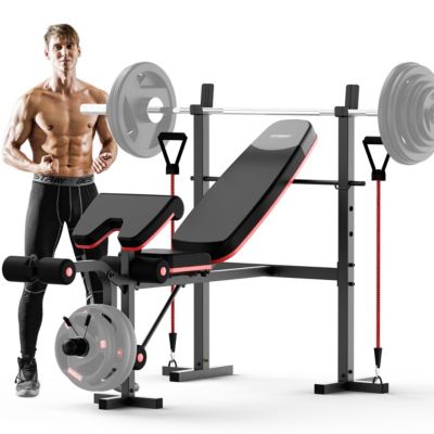 6-in-1 Weight Bench Set, 660 pound Capacity with Leg Extension and Preacher Pad (HRM-G30813