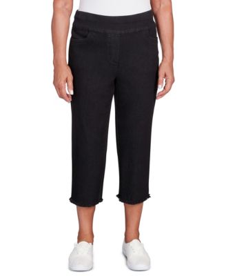 Women's Classic Super Stretch Denim Fringe Capri Pants