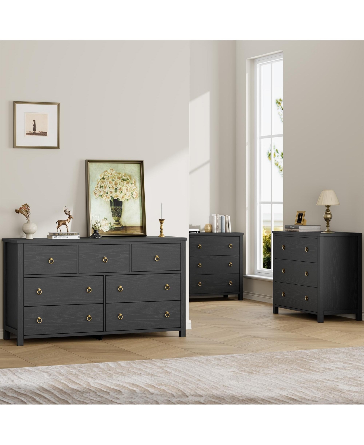 gaomon 7 Drawer Modern Dresser and Tv Stand, 54" Wide Wooden Storage Cabinet for Bedroom Living Room