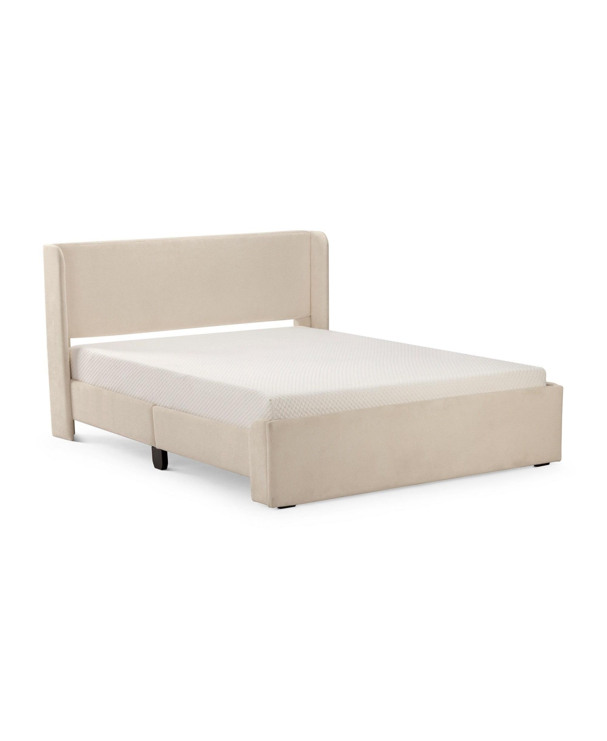 Max & Lily Upholstered Bed with Rectangular Headboard Drawer Side Storage