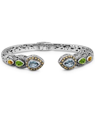 Dragon Skin with Dragon Bone Chain Bracelet in Sterling Silver and 18K Gold Accents