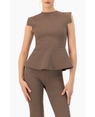 Women's Geometric Peplum Blouse