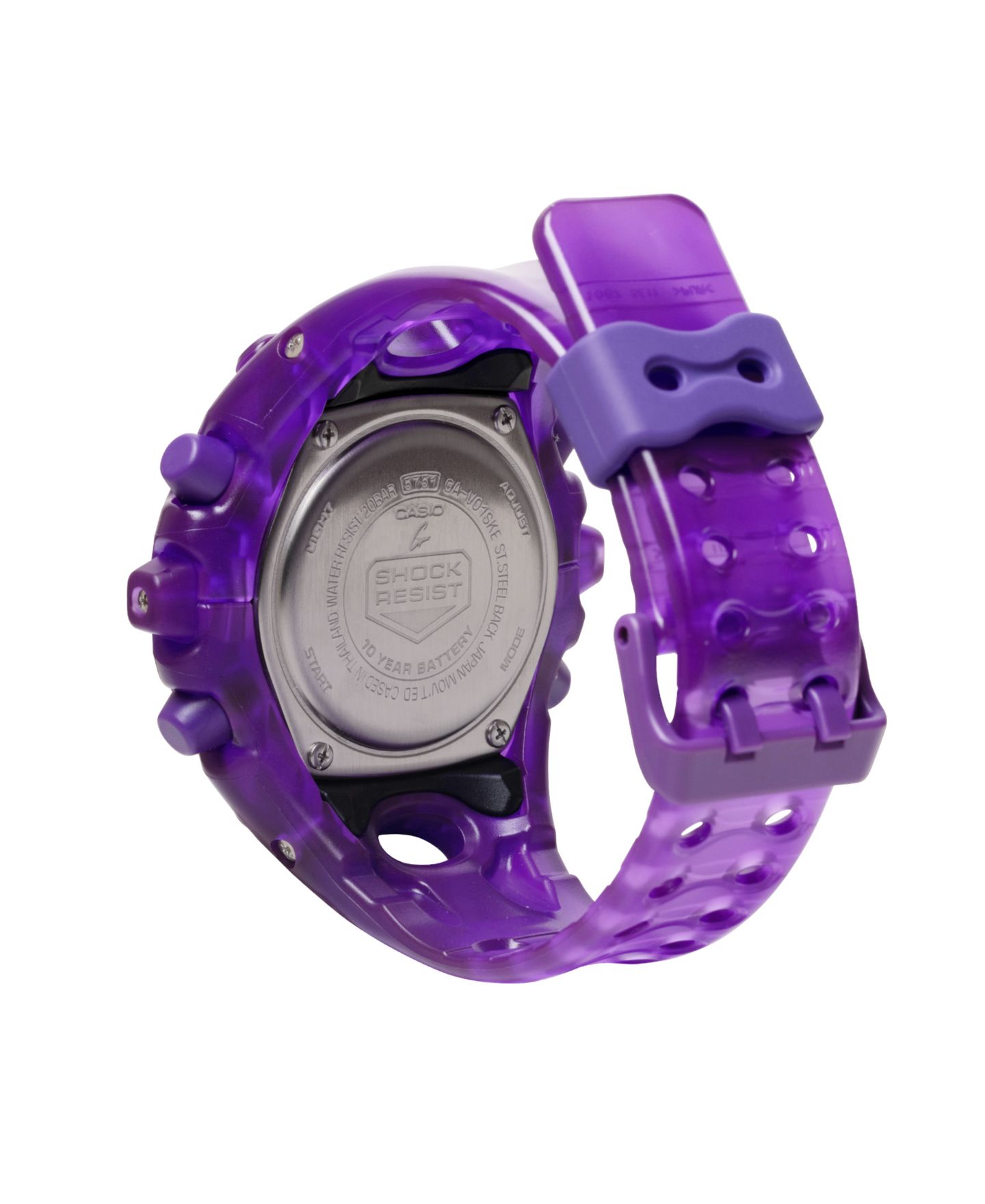 Мужские японские кварцевые аналого-цифровые часы G-Shock с фиолетовым корпусом, 58.2 мм — фото 2