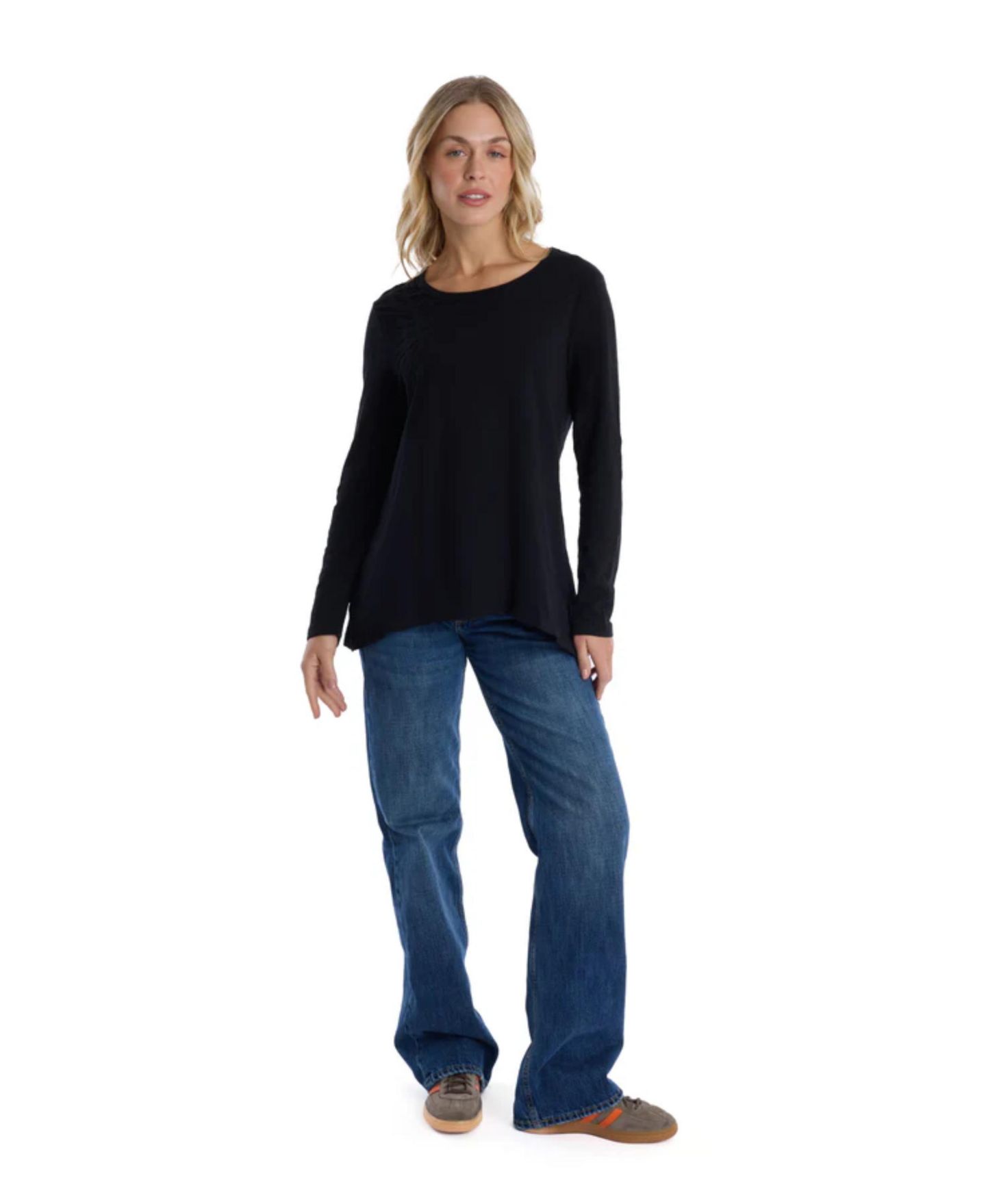 Женская футболка WILT Clothing Wide Neck Long Sleeve, цвет: Чёрный — фото 4