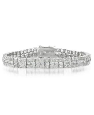 Elegant White Gold Plated Triple-Row Cubic Zirconia Bracelet