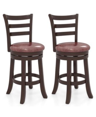 Swivel Counter Height Bar Stools Set of 2 with Faux Leather Seat and Wraparound Footrest
