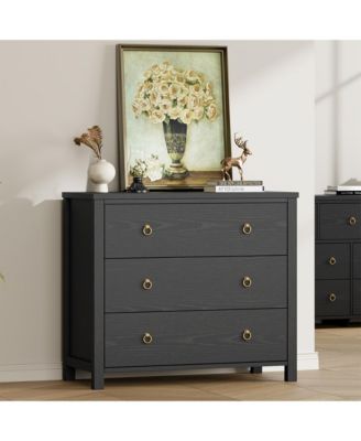 3 Drawer Modern Dresser, Tall Wooden Storage Chest Organizer for Bedroom Living Room Hallway