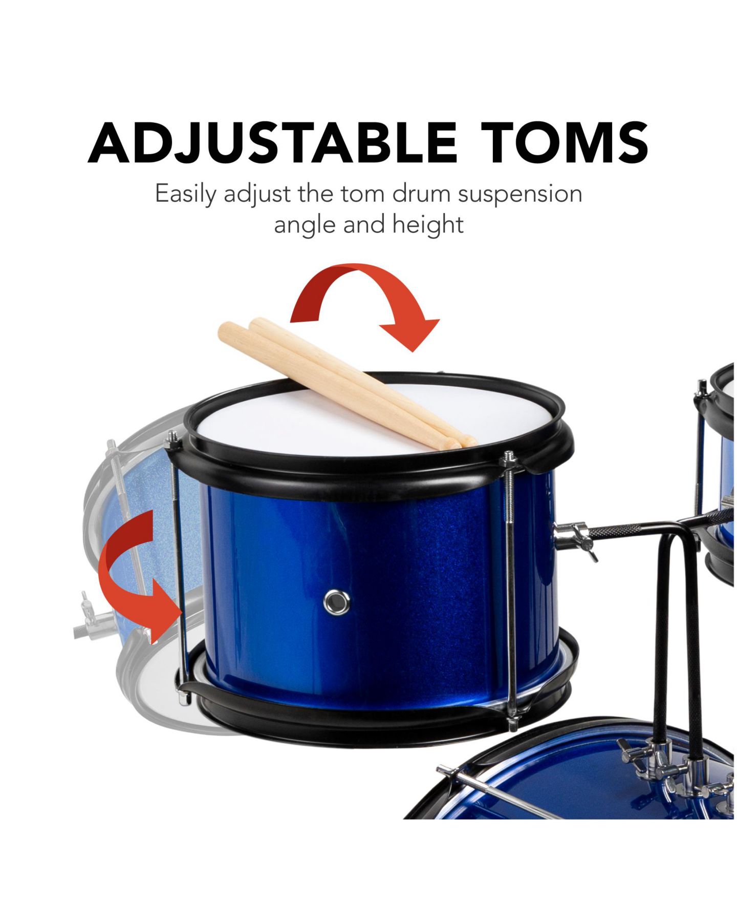 Детские игрушки Best Choice Products Beginner 3-Piece Drum Set, Ages 3+, цвет: Синий / Чёрный — фото 5