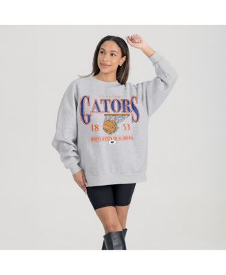 Women's Gray Florida Gators Basketball Premium Fleece Drop Pullover Sweatshirt