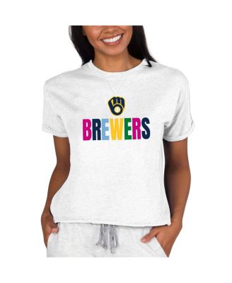 Women's Oatmeal Milwaukee Brewers Mainstream Terry Top