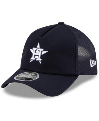 Men's Navy Houston Astros 2026 Batting Practice Apex 9FORTY Adjustable Trucker Hat