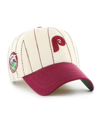 x Rawlings Men's Natural/Burgundy Philadelphia Phillies Pinstripe Clean Up Adjustable Hat