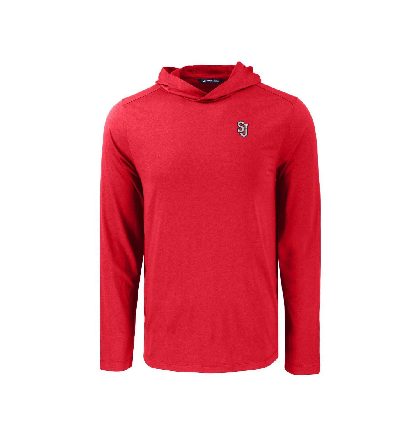 Мужское худи Cutter & Buck Red St. John's Red Storm Coastline Epic Comfort Eco Long Sleeve T-Shirt — фото 3