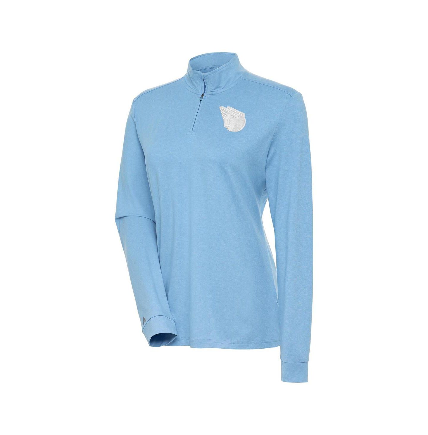Женский свитер Antigua Light Blue Cleveland Guardians Mentor Quarter-Zip Pullover Top — фото 1