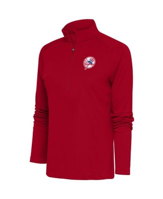 Women's Red New York Yankees Cooperstown Tribute Half-Zip Pullover Top