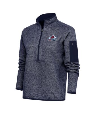 Women's Heather Navy Colorado Avalanche Team Logo Fortune Quarter-Zip Jacket