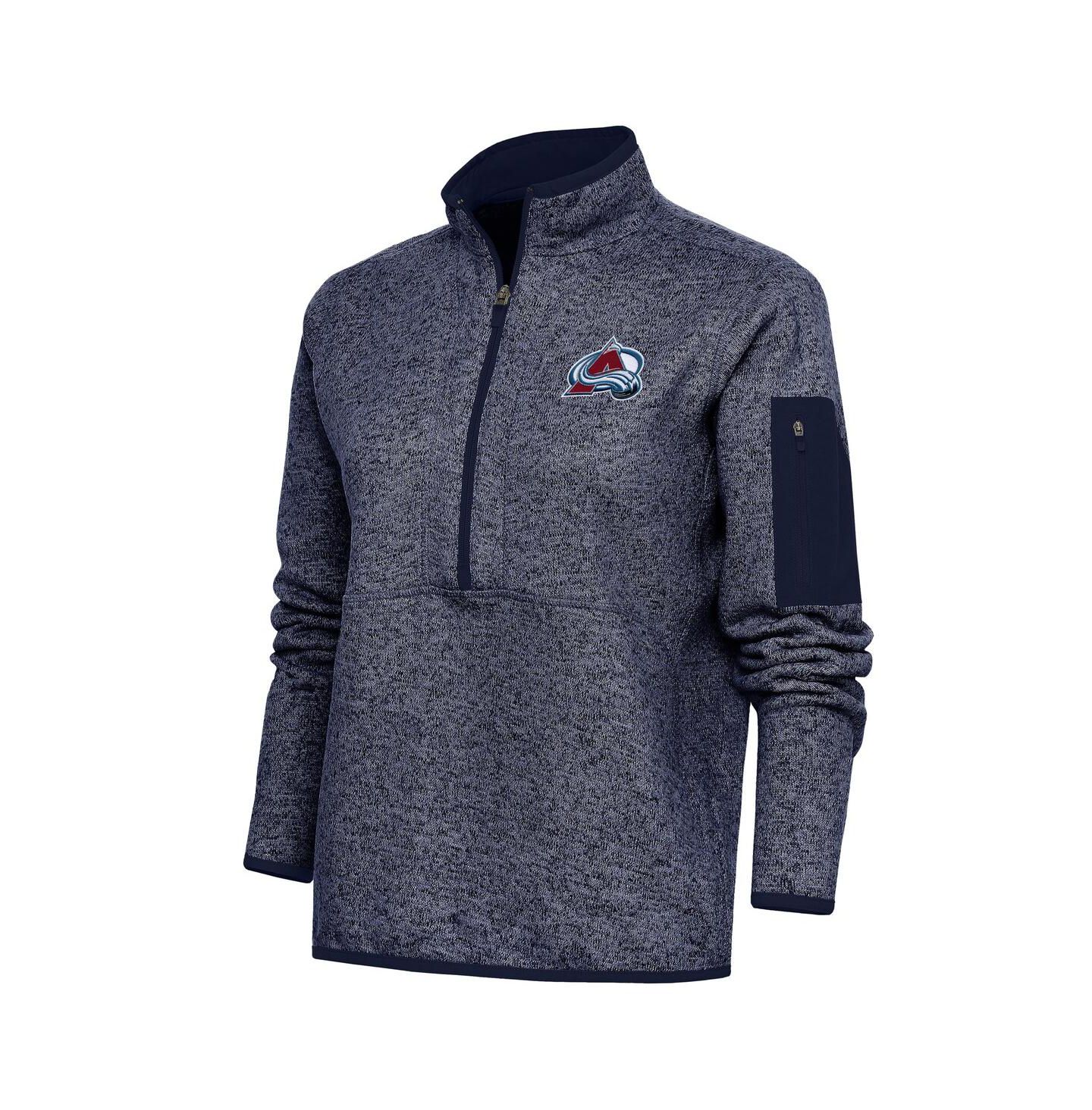 Женская куртка Antigua Heather Navy Colorado Avalanche Team Logo Fortune Quarter-Zip — фото 1