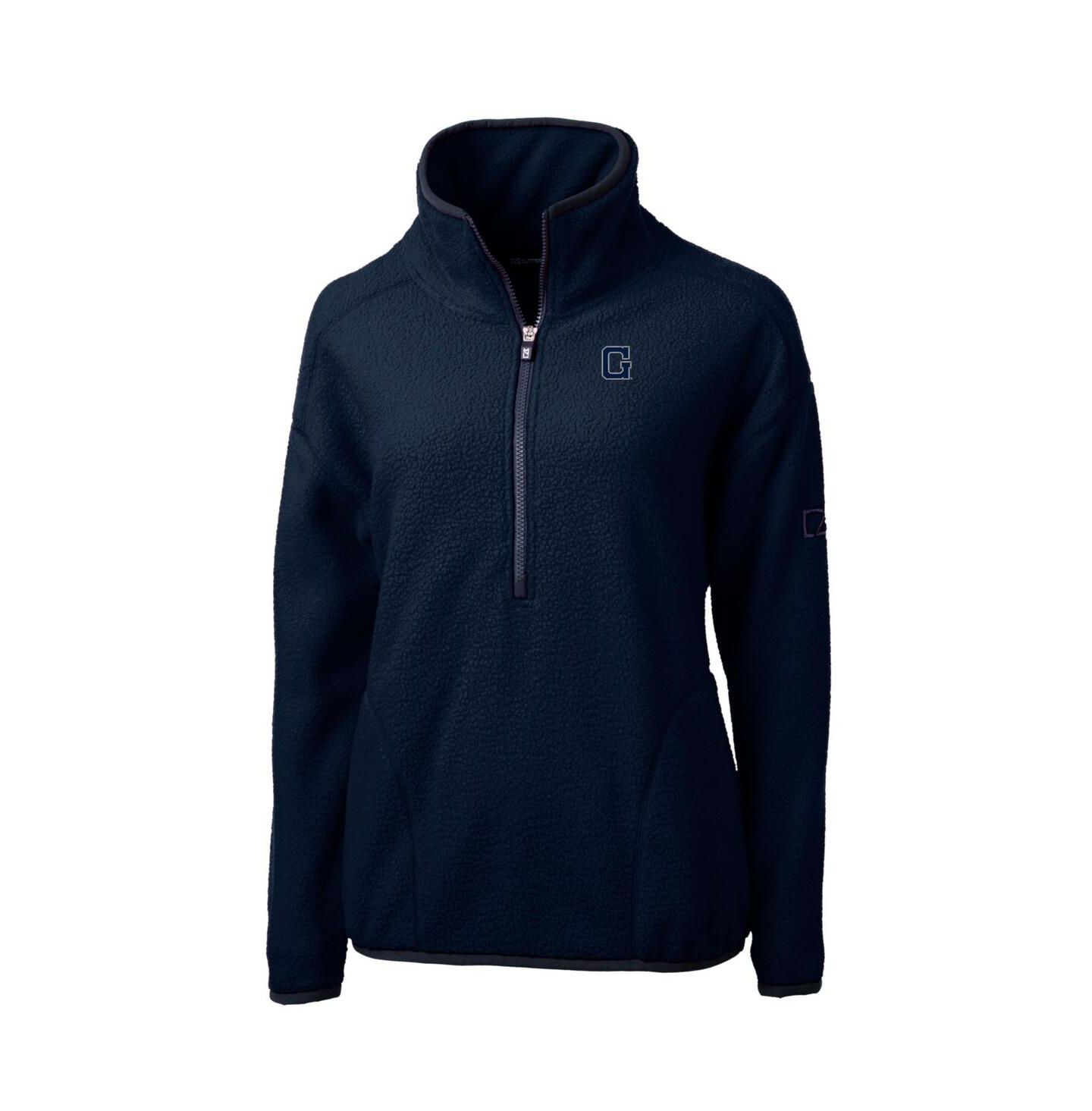 Женская куртка Cutter & Buck Navy Georgetown Hoyas Cascade Eco Sherpa Fleece Half-Zip Pullover — фото 3