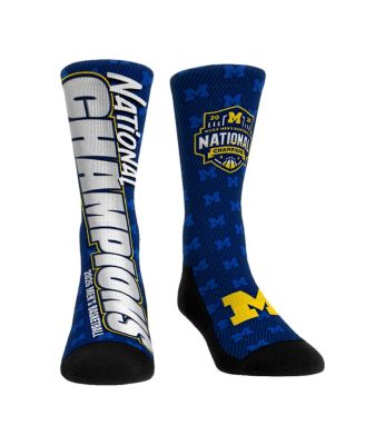 Men's and Women's Navy Michigan Wolverines 2026 NCAA Basketball National Champions Bold Text Crew Socks