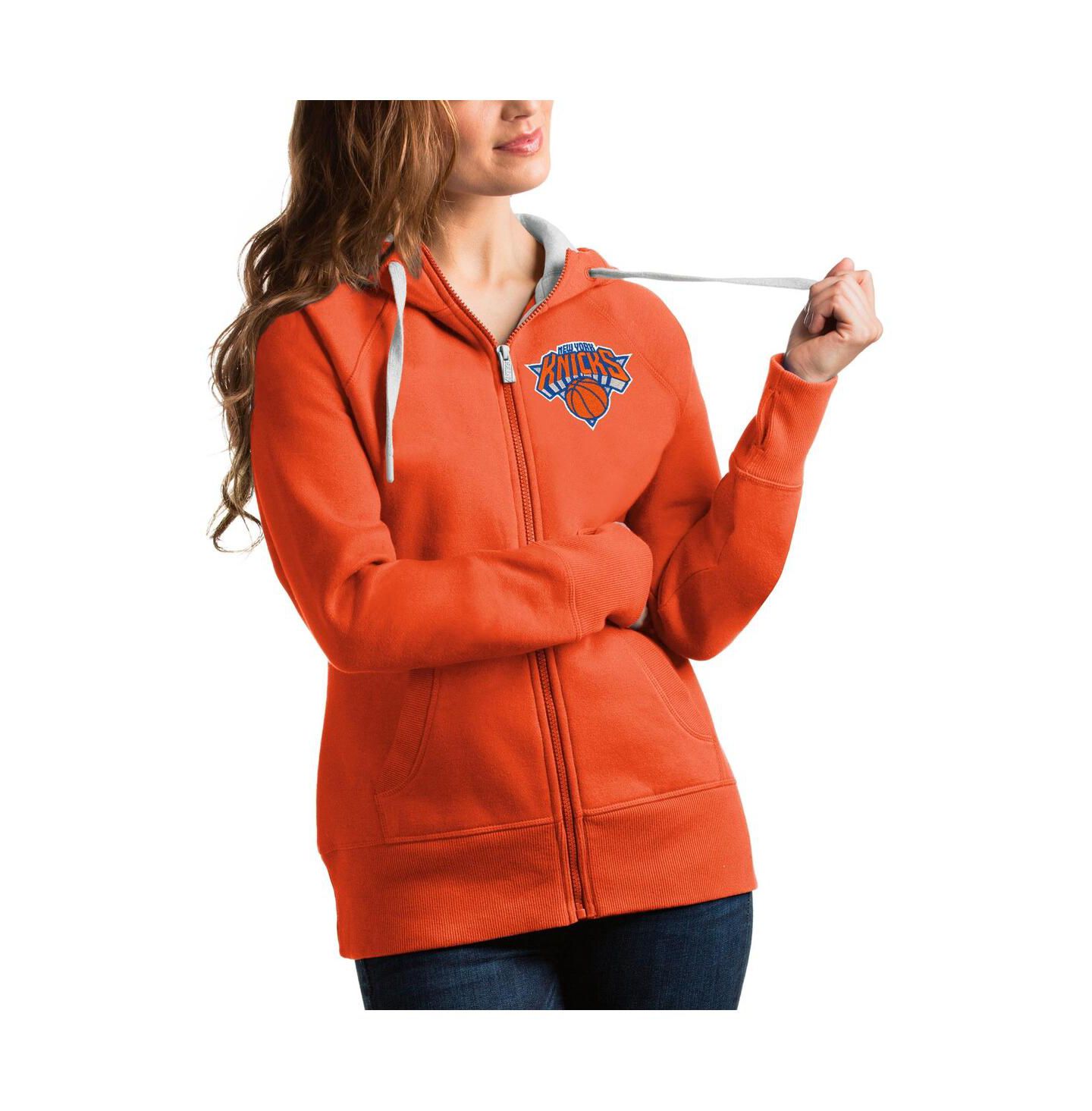 Женское худи Antigua Orange New York Knicks Victory Full-Zip — фото 1