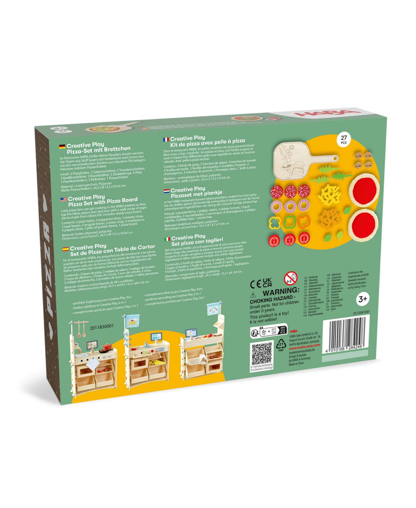 Детские игрушки Haba Creative Play Wooden Pizza Peel 27-Piece Play Food Set, Ages 3+, цвет: Красный — фото 8