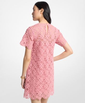 Michael Kors Women's Embellished Faux Crochet Short-Sleeve Dress - Macy's