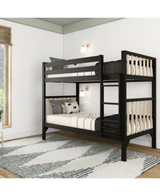 Max and Lily Bunk Bed, Scandinavian Solid Wood Twin over Twin Bunk Beds for Kids