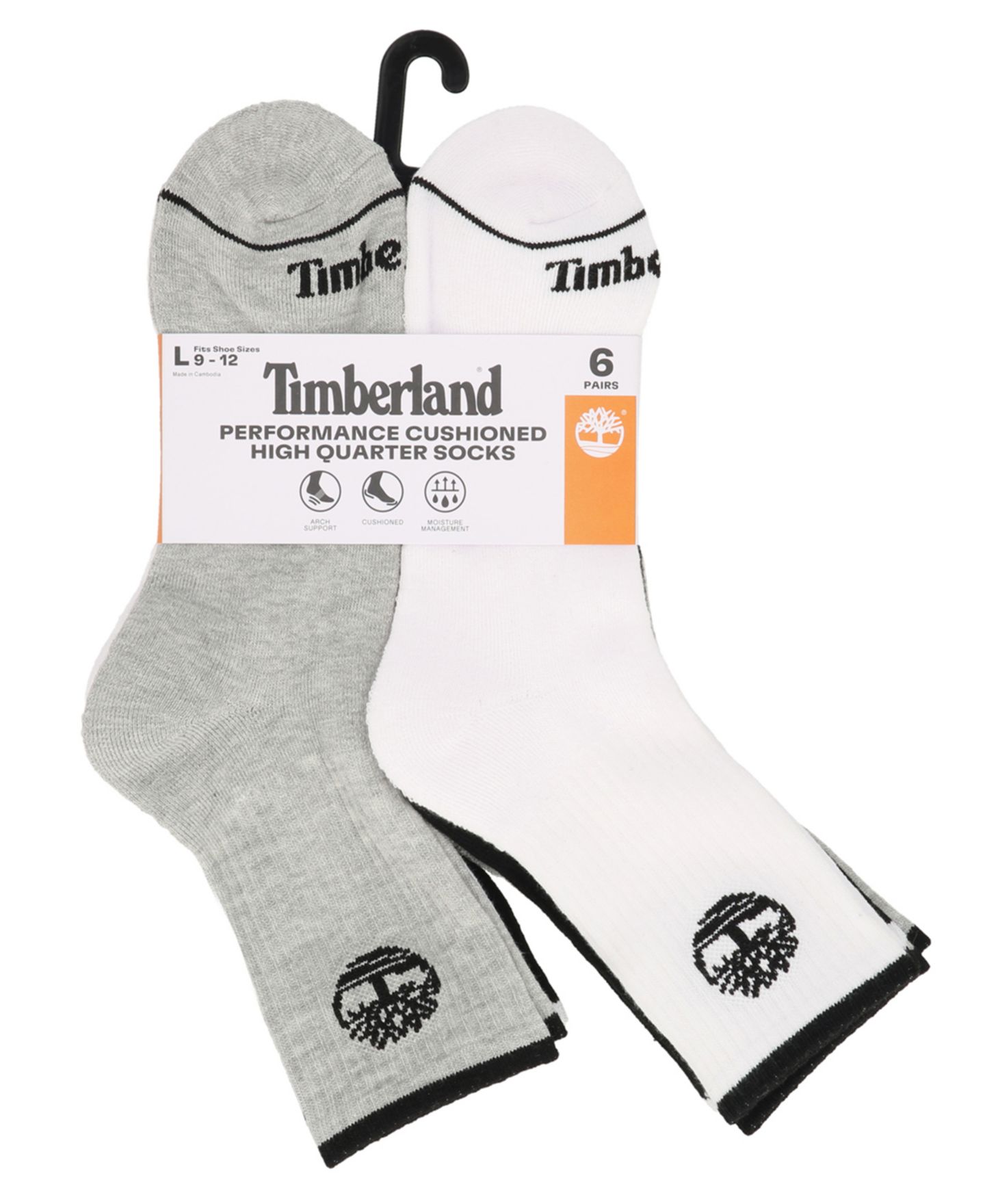 Носки Tipped для мужчин, укороченные, с логотипом, 6 шт. — Timberland, цвет: Белый / Серый — фото 3