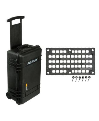 1510 Carry On Case with Divider Set and Wheels, with Pelican 1510MP MOLLE Panel Lid Organizer