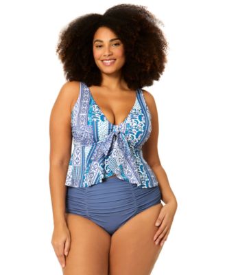 Plus Size Underwire Topanga Ruffled Swim Tankini Top