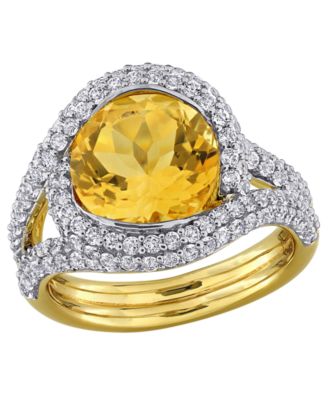 Blue Topaz (3 ct. t.w.) and White Topaz (1-3/8 ct. t.w.) Ring in Sterling Silver (Also Available in Citrine & Amethyst)