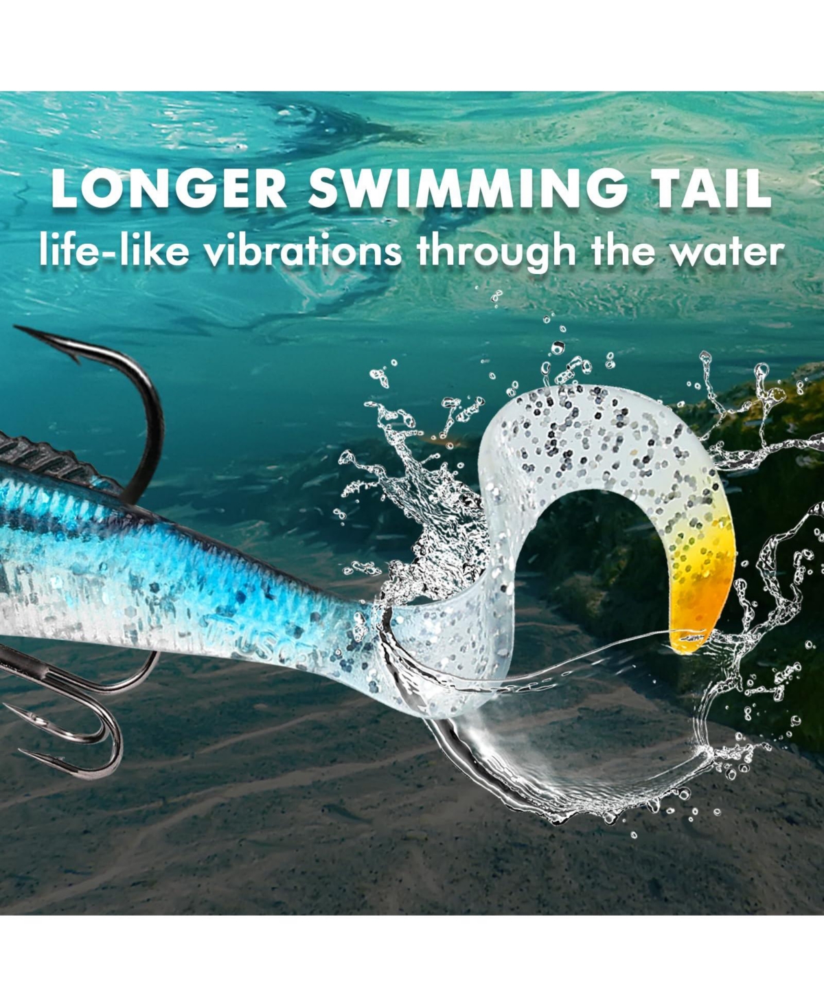 Gnuadz Easy Catch Pre-rigged Soft Swimbaits Vibrating Action Bass Fishing Lures