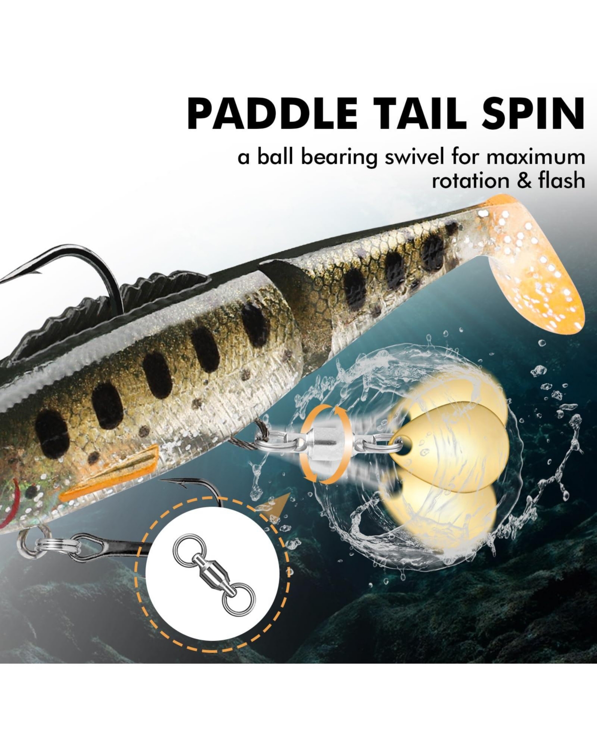 Gnuadz Easy Catch Pre-rigged Soft Swimbaits Vibrating Action Bass Fishing Lures