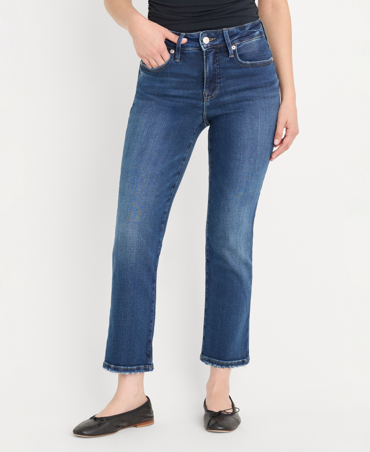 Good American Women's Soft Tech Mid-Rise Straight Jeans
