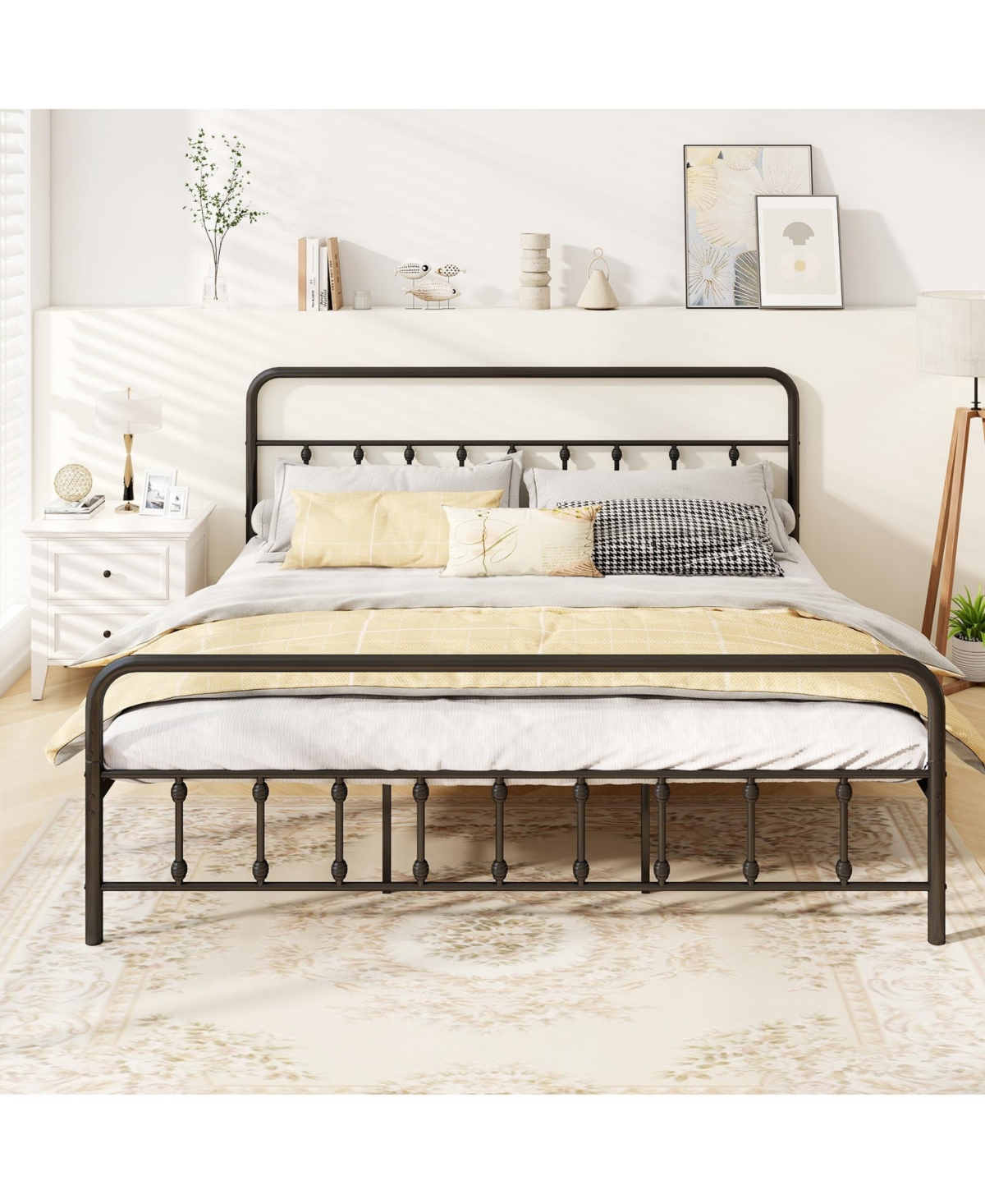Slickblue Platform Bed Frame with Headboard Storage Space Under Bed for Organization