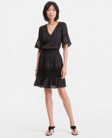 Женское платье I.N.C. International Concepts Smocked-Waist Lace Trim, цвет: Глубокий чёрный