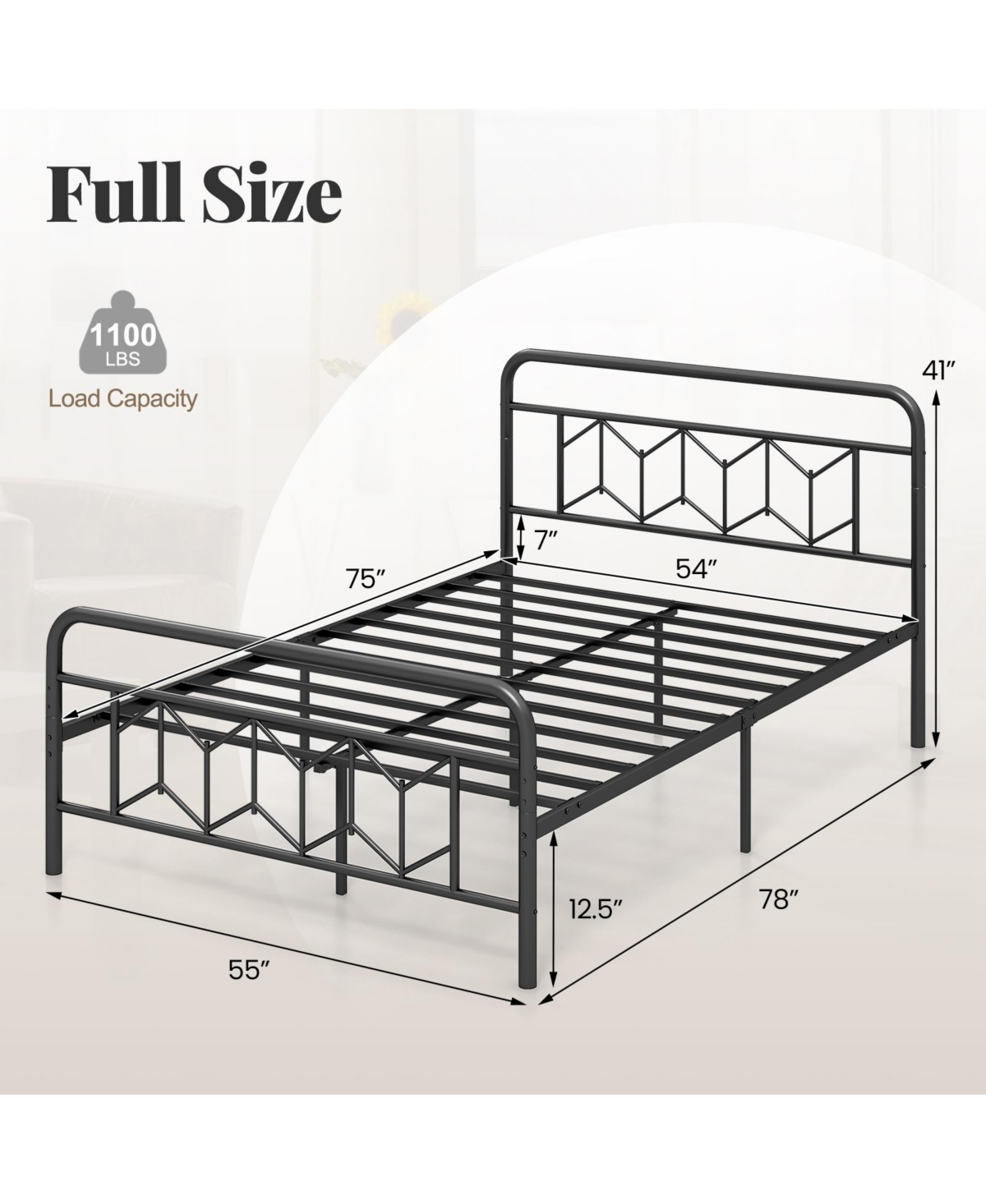 Slickblue Modern Platform Bed with Tall Headboard and Secure Snap Lock Slats Design
